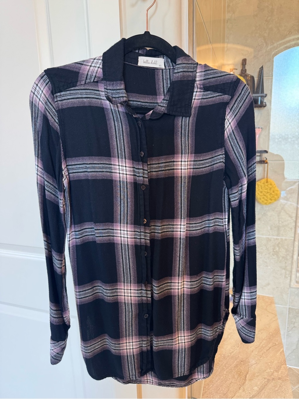 Bella Dahl Black & Pink Plaid Button-Up Shirt